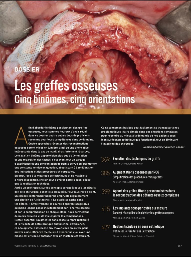 Edito Responsable dossier "Les greffes osseuses" (Titane 2023-Volume 20)